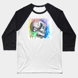 Bleeding Color Skull Profile Baseball T-Shirt